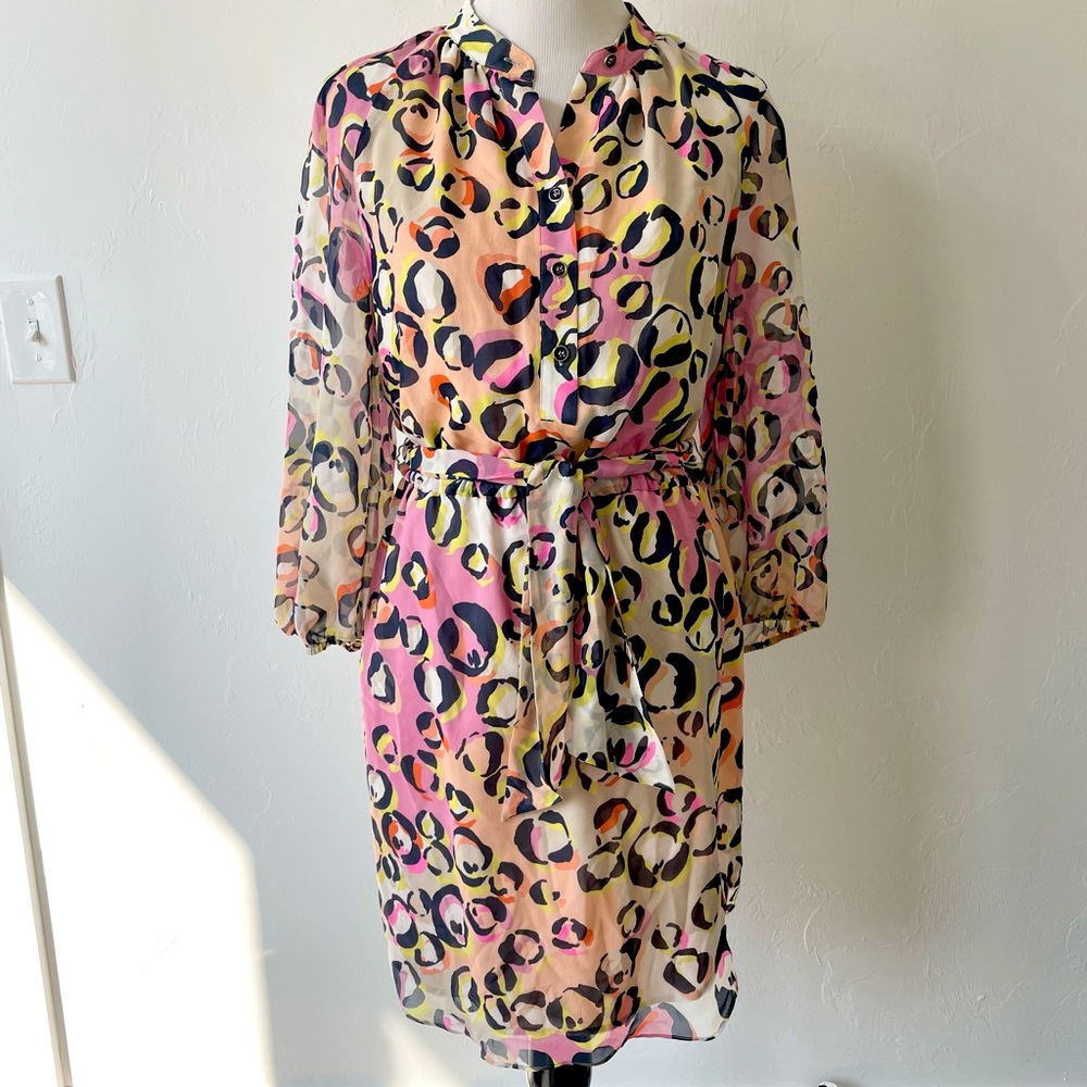 Trina Turk Silk Leopard Print Multicolor Dress 4